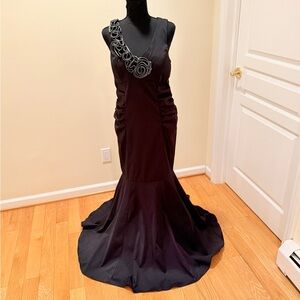 Ignite Evenings Sophisticated Black Wedding Dress with Unique Neckline